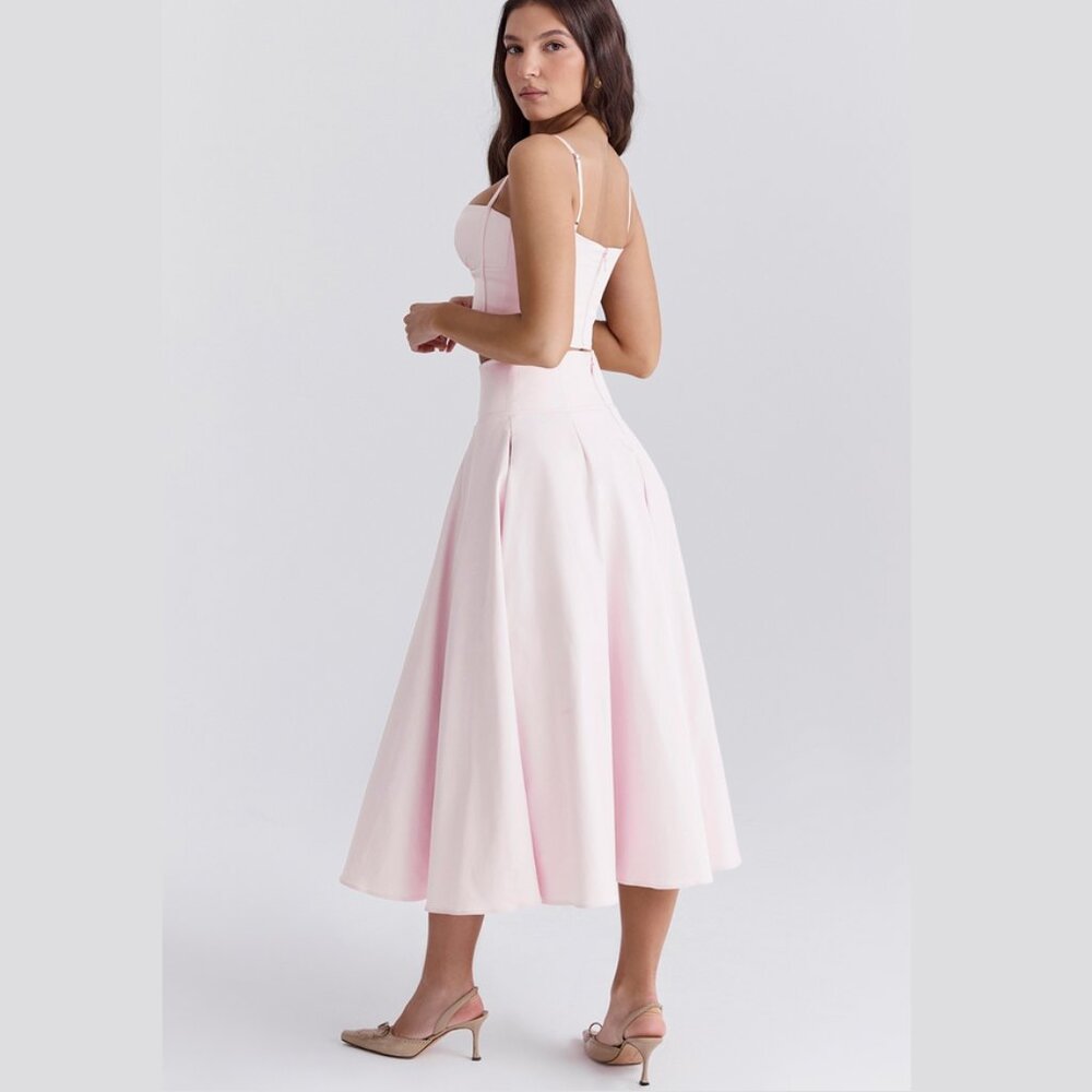 House of CB Pabla Bralette Top & Rita Midi Skirt Set Pink Small New With Tags - Picture 4 of 16